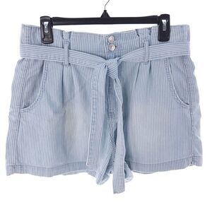 American Eagle Women's Size 10 Blue White Striped Belted Mom Short